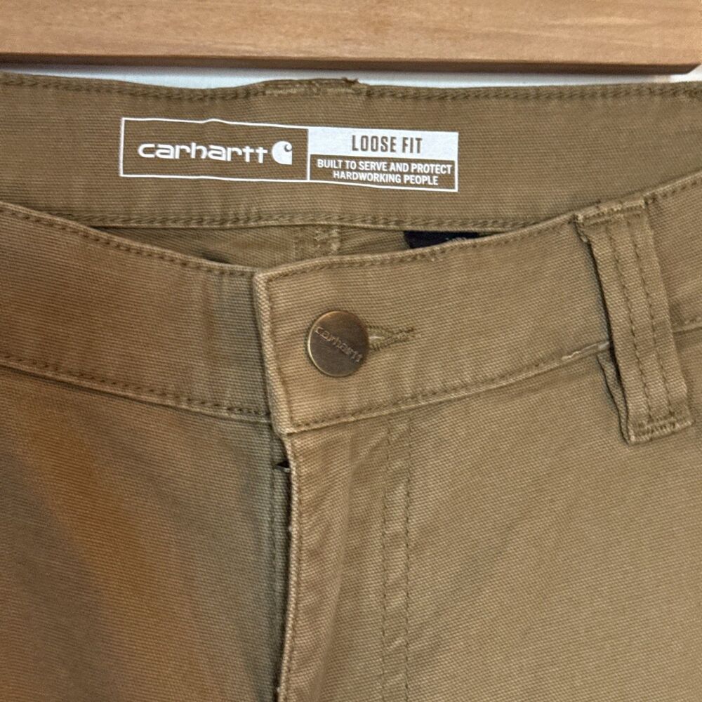 NWT Carhartt Rugged Flex Loose Fit Canvas Pants Brown BN2080-W Women's 10 Short - Picture 7 of 10